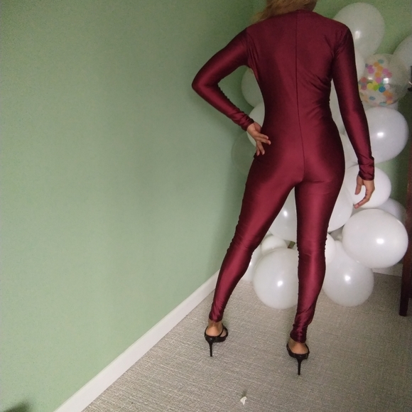 Women's fashionnova wine colored long sleeve bodysuit - Picture 4 of 11